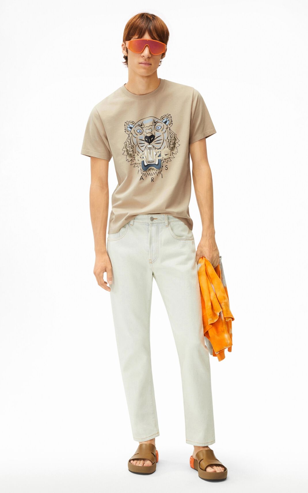 T Shirt Kenzo Homme Tiger Marron IACLF-2307